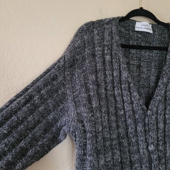 Dolce & Gabbana Chunky Knit Sweater Cardigan Xl Ribbed Italy Alpaca Wool Mohair - Picture 2 of 8